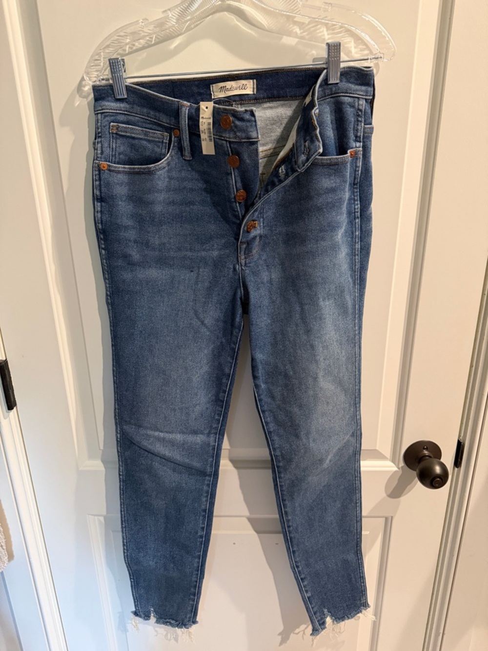 Madewell 30 TALL Button-Fly High-Rise Skinny Jeans in Blue Wash